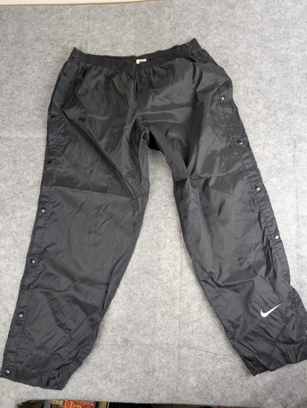 Vintage Nike Tearaway Pants Black Side-Snap Windbreaker Track Sport Swoosh